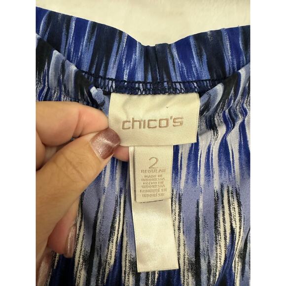 Chico's Palazzo Pants 2 Large Zig Zag Festival Flowy Comfy - Picture 5 of 7